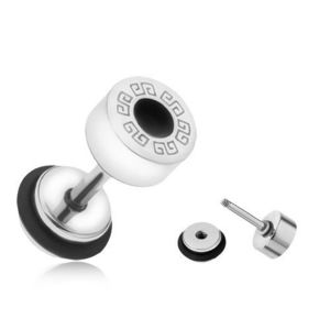 Plug fals pentru ureche, rotund, din oțel, cheie grecească, inel negru, 6 mm imagine