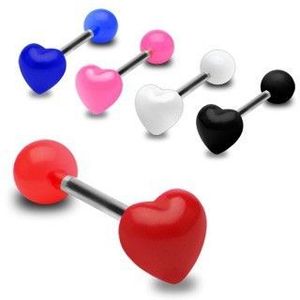 Piercing colorat pentru limbă, inimă simetrică, lucioasă - Culoare Piercing: Alb imagine