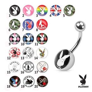 Piercing pentru buric din oțel, imagini colorate cu iepurași Playboy - Simbol: PB03 imagine