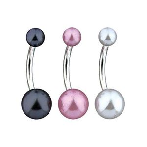 Piercing pentru buric - bilă perlă colorată - Culoare Piercing: Alb imagine