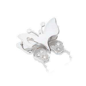 Pandantiv din oţel inoxiabil - fluture cu decupaj de inimă pe aripi, zirconii transparente imagine