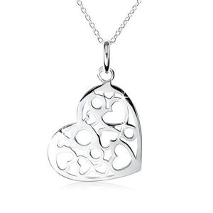 Colier din argint 925, pandantiv model inimă cu tăieturi în formă de inimi și cercuri imagine