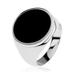 Inel argint 925 cu un cerc negru, smălţuit - Marime inel: 54 imagine