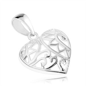 Pandantiv - inimă simetrică cu decorații filigranate, argint 925 imagine