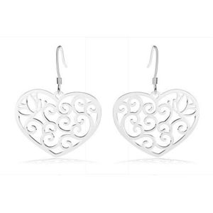 Cercei din argint 925, inimă cu ornamente filigranate, contur de fluture, spirale imagine