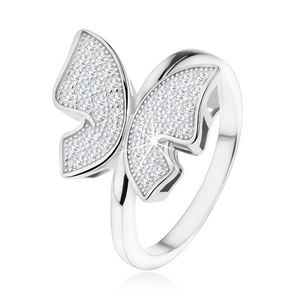 Inel argint 925, fluture sclipitor, încrustat cu zirconiu transparent - Marime inel: 48 imagine