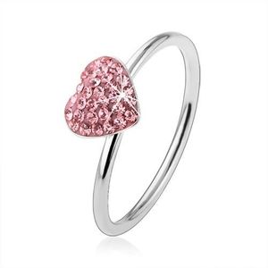 Inel din argint 925 cu inimă din zirconiu roz deschis - Marime inel: 48 imagine