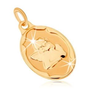 Pandantiv din aur 375 - medalion oval, înger sprijinindu-şi capul în mâini imagine