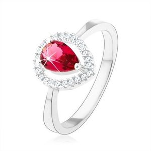 Inel din argint 925, lacrimă zirconiu roz, contur strălucitor - Marime inel: 49 imagine