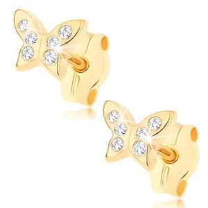 Cercei din aur 375 - fluture strălucitor ornat cu zirconii mici transparente imagine