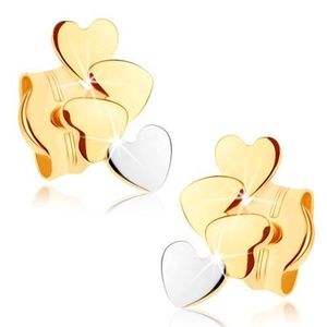 Cercei din aur 375 - patru inimi mici plate, luciu intens imagine