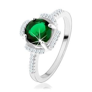 Inel din argint 925, floare verde, petale formate din zirconii transparente - Marime inel: 50 imagine