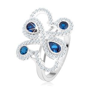 Inel din argint 925, ornamente strălucitoare, zirconii albastru închis - Marime inel: 49 imagine
