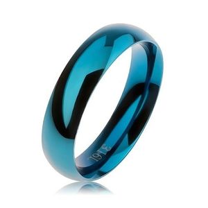 Verighetă albastră din oțel, suprafață netedă rotunjită, luciu superior, 5 mm - Marime inel: 51 imagine
