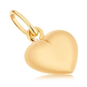 Pandantiv realizat din aur galben de 9K - inimă convexă reversibilă, luciu superior imagine