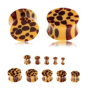 Plug acrilic de ureche, sub formă de şa, pete maro - print leopard - Lățime: 10 mm imagine