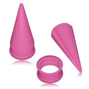 Set piercinguri de ureche - plug tunel sau tunel și con, culoare roz, con - Lățime: 14 mm imagine