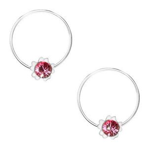 Cercei cercuri din argint 925, floare roz, cristal Swarovski rotund imagine