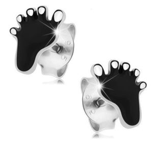 Cercei din argint 925, amprentă neagră picior cu degete albe imagine