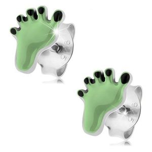 Cercei din argint 925, picior verde deschis cu degete negre imagine