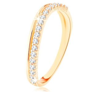 Inel din aur de 14K - brațe subțiri strălucitoare, linie strălucitoare de zirconii - Marime inel: 49 imagine