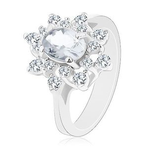 Inel lucios de culoare argintie, floare cu zirconii transparente - Marime inel: 52 imagine