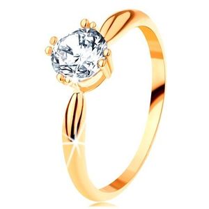 Inel de logodnă din aur 585 - braţe rotunjite, zirconiu rotund strălucitor de culoare transparentă - Marime inel: 50 imagine