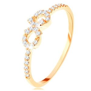 Inel din aur galben de 14K - simbolul infinitului decorat cu zirconii transparente - Marime inel: 50 imagine
