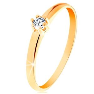 Inel din aur 585 - diamant rotund de culoare transparentă în montură cu şase cleştişori - Marime inel: 48 imagine