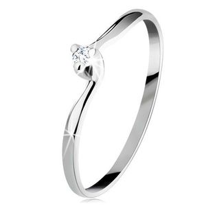 Inel de logodnă din aur de 14K - diamant strălucitor, braţe înguste - Marime inel: 49 imagine