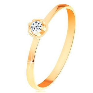 Inel din aur galben de 14K - diamant transparent într-o montură rotundă - Marime inel: 49 imagine