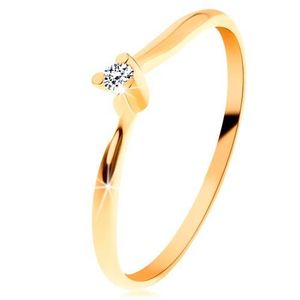 Inel lucios din aur de 14K - diamant strălucitor, braţe înguste - Marime inel: 49 imagine