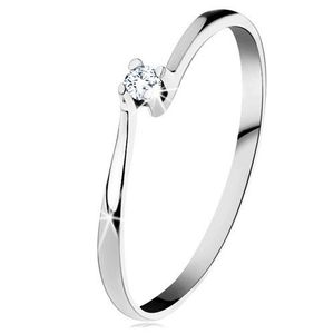 Inel din aur alb de 14K - diamant transparent, strălucitor în montură lucioasă - Marime inel: 49 imagine