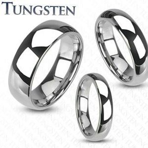 Inel din tungsten - verighetă netedă, lucioasă de culoare argintie, 8 mm - Marime inel: 49 imagine