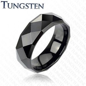 Inel negru din tungsten cu suprafaţă lucioasă, 8 mm - Marime inel: 49 imagine