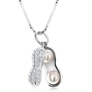 Colier din argint 925, formă de alună lucioasă cu perle rotunde imagine