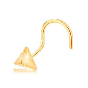 Piercing pentru nas din aur galben de 14K - piramidă mică lucioasă, curbat imagine