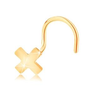 Piercing curbat pentru nas din aur galben de 14K - litera X mică lucioasă imagine