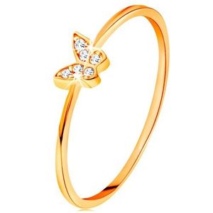 Inel din aur 585 - fluture decorat cu zirconii rotunde, transparente - Marime inel: 49 imagine