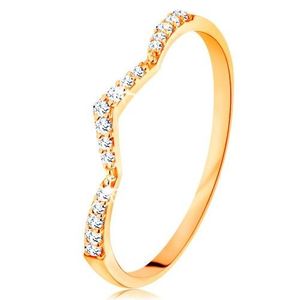 Inel realizat din aur de 14K - liniie strălucitoare, vârf uşor curbat - Marime inel: 49 imagine
