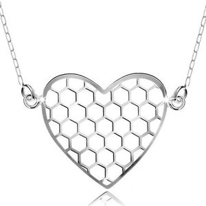 Colier din argint 925, pandantiv cu lanț, hexagoane în inimă imagine