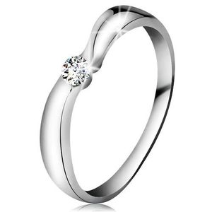Inel din aur alb 14K cu diamant transparent, brațe late - Marime inel: 49 imagine