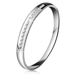 Inel din aur alb 14K - linie strălucitoare din mici diamante transparente - Marime inel: 49 imagine