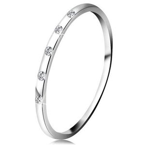 Inel din aur alb 14K - cinci diamante mici transparente, bandă subțire - Marime inel: 48 imagine