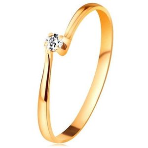 Inel din aur galben 14K - diamant în montură, brațe înguste - Marime inel: 49 imagine