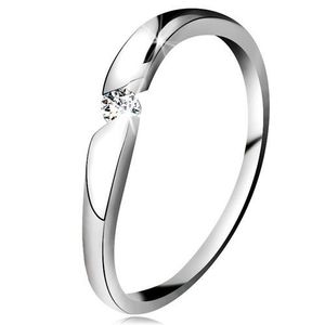 Inel cu diamant din aur alb 14K - diamant transparent într-un decupaj oblic - Marime inel: 49 imagine