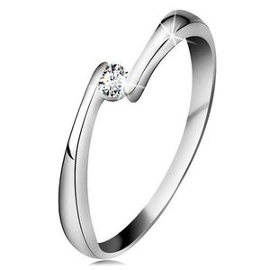 Inel din aur alb 14K - diamant transparent între capetele înguste ale brațelor - Marime inel: 49 imagine