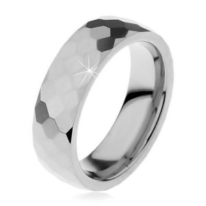Verighetă argintie din tungsten, hexagoane lucioase, 6 mm - Marime inel: 49 imagine