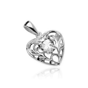 Pandantiv din argint 925 - inimă cu zirconiu în formă de inimă și ornamente imagine