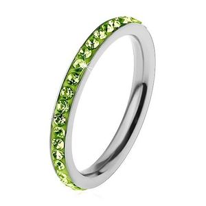 Inel argintiu din oțel chirurgical, zirconii strălucitoare de culoare verde-deschis - Marime inel: 49 imagine